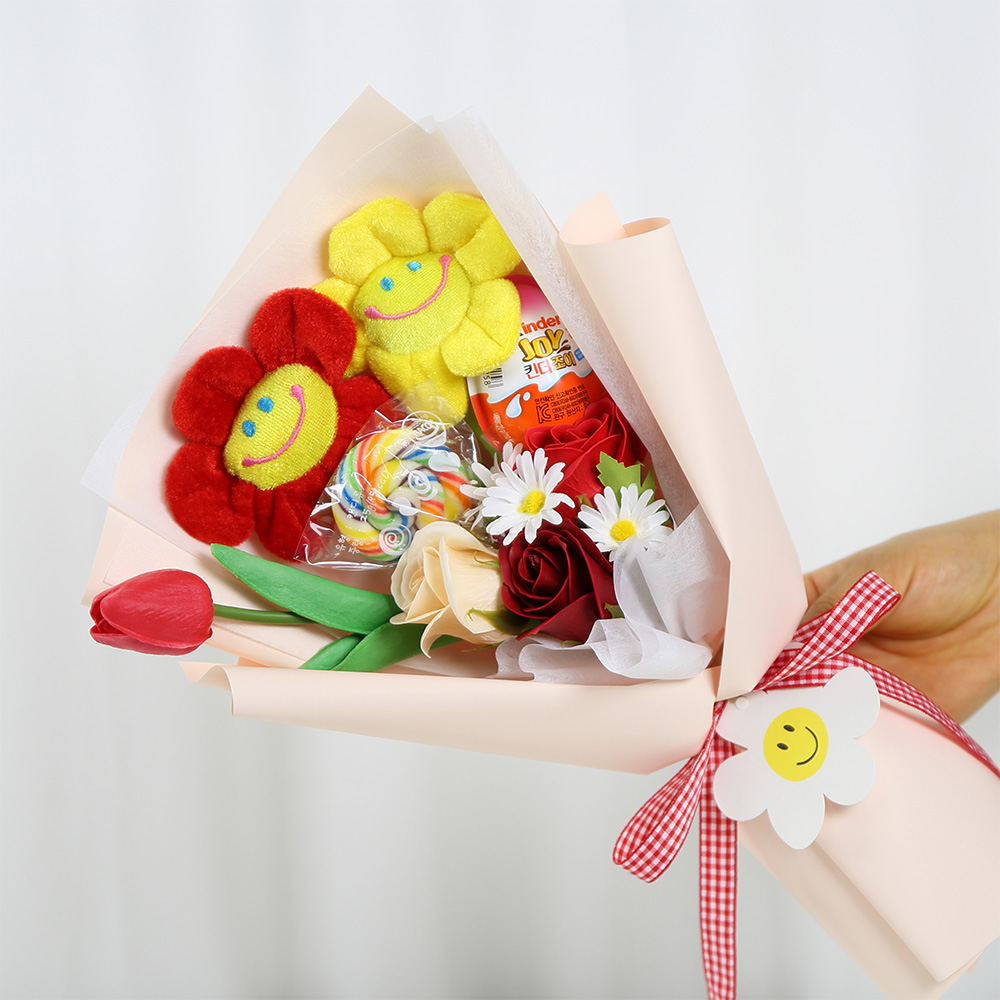 스마일꽃 롤리팝 킨더조이 꽃다발, 레드옐로우 14,900원