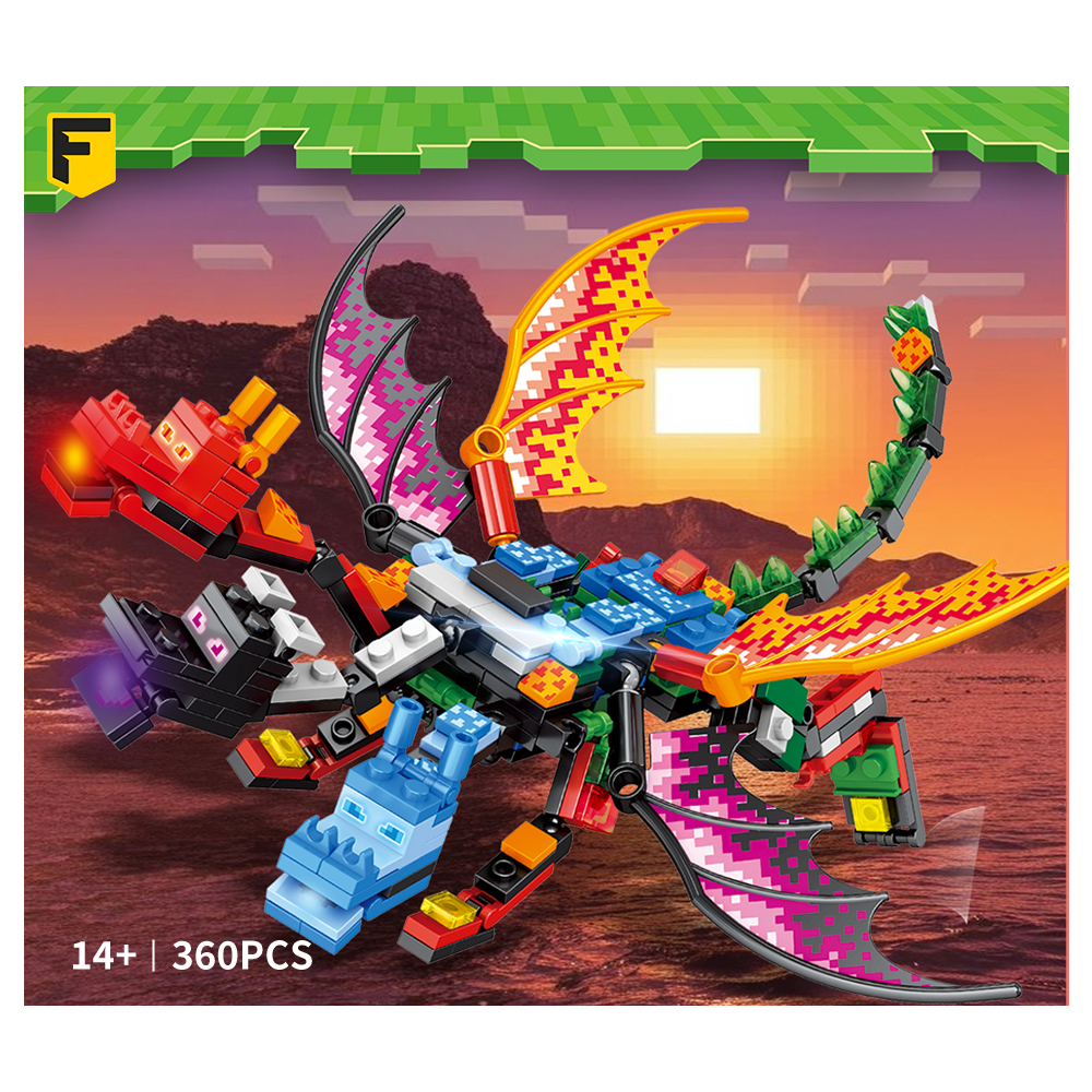 FunKKU 픽셀월드 기사과드래곤 캐리터블럭+피규어 8in1블럭세트 pcs360, 1세트 25,500원