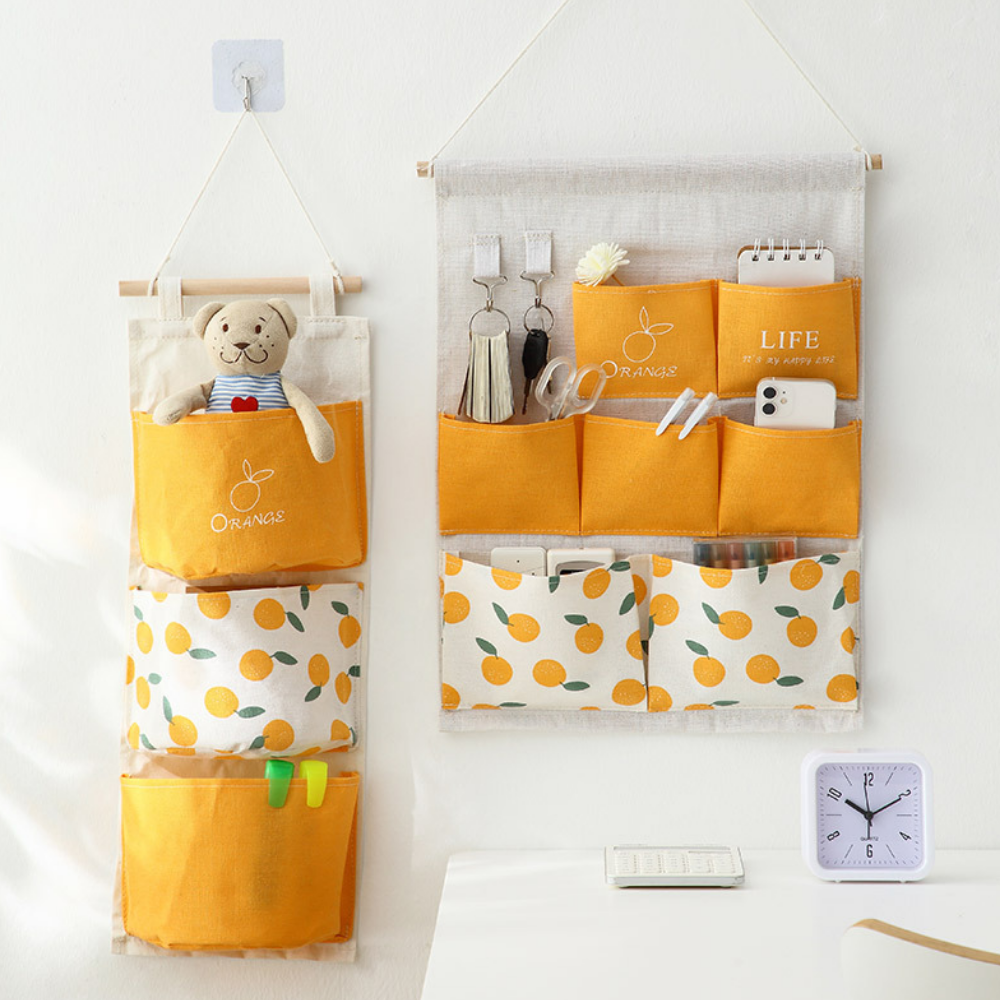 일상채움 린넨 벽걸이 다용도 수납 정리 포켓 2종 세트, 오렌지 9,900원