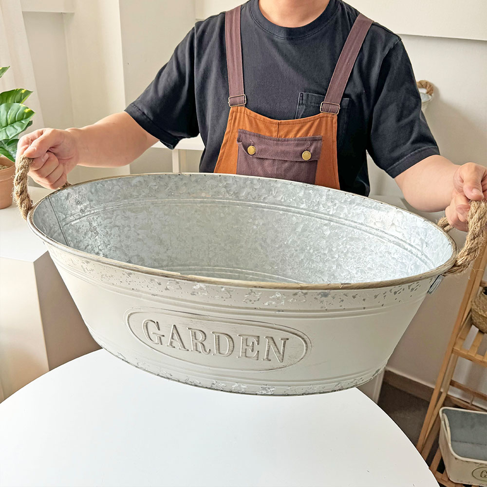 하이오브제 대형 철제 바스켓 빈티지 화분 양동이 양철통, 1개 34,000원