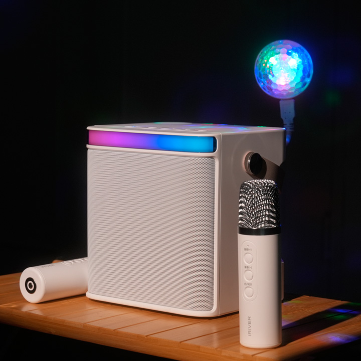 아이리버 홈파티 휴대용 미니 가정용 캠핑 펜션 방구석 강의용 방송용 유튜브 콘덴서 도킹형 무선 듀얼 마이크 블루투스 노래방 스피커 129,000원