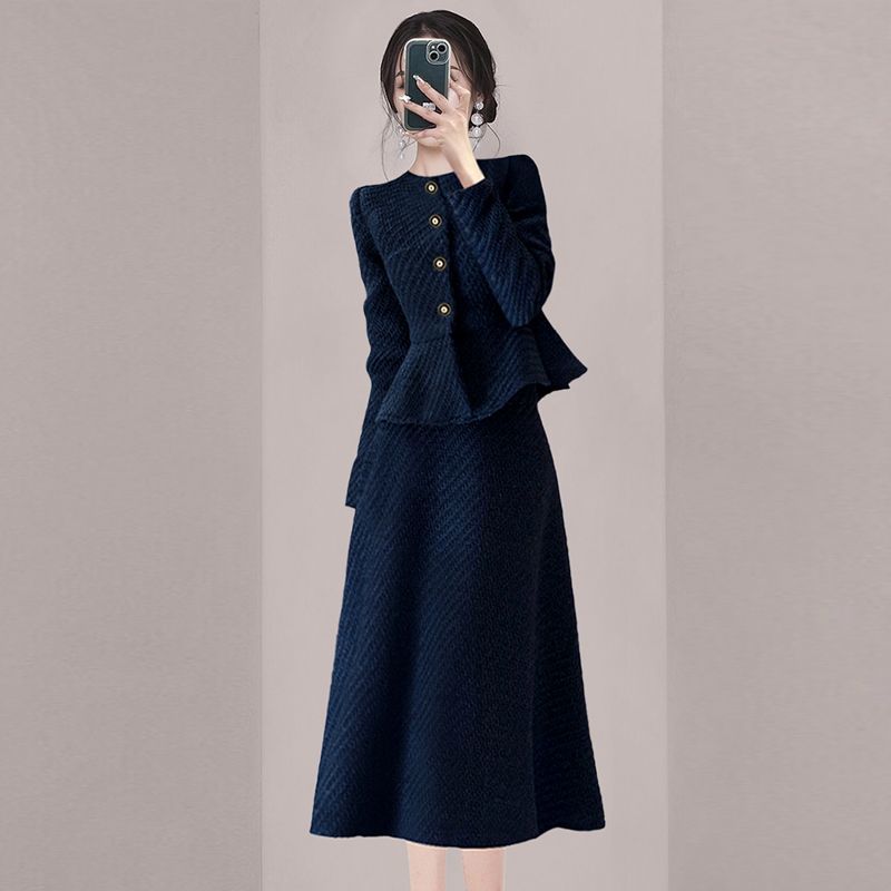 가을 겨울 여성 정장 스커트 세트 우아한 소향풍 느낌 허리 날씬해 보이는 기질 슬림 투피스 YLP 44,100원