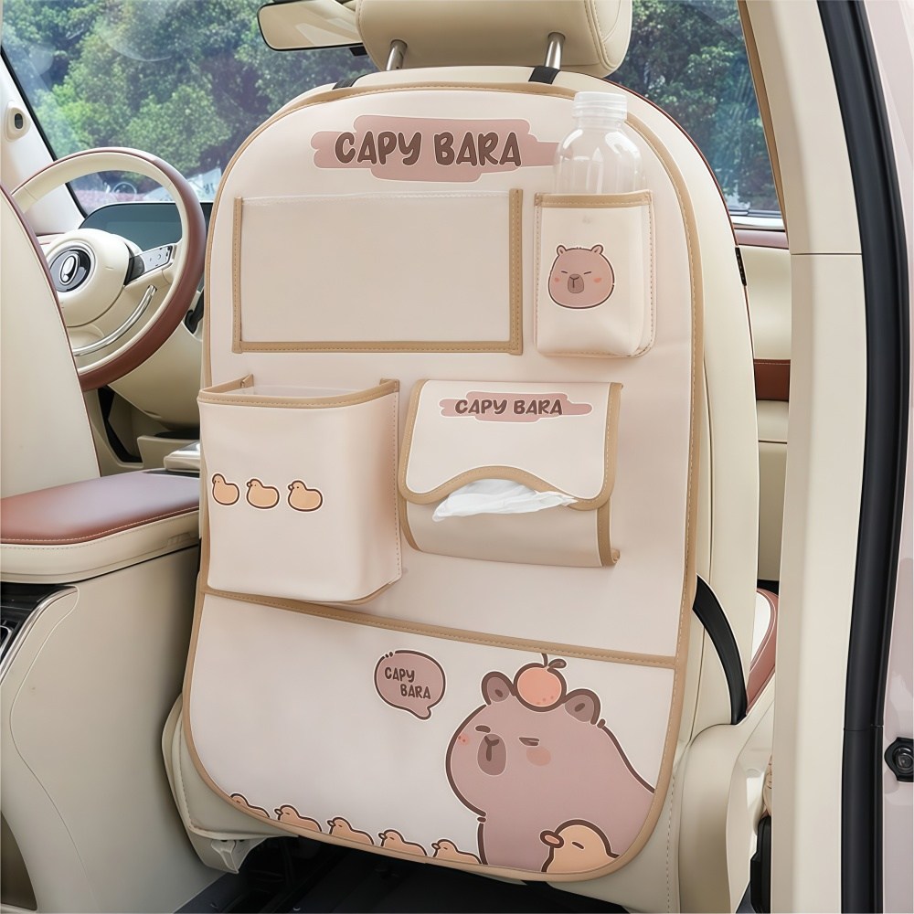 OFFCURVE 차량용 가죽 큐트한 자동차 뒷좌석 멀티 파우치, 뽀뽀 돼지, 1개 20,850원