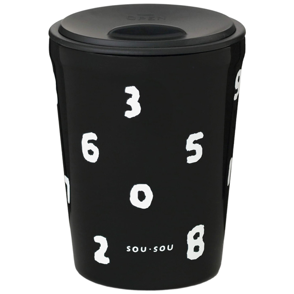 (공식) SOUSOU 소우소우 뚜껑이 있는 텀블러 숫자 패턴(SO-SU-U), 1개, 0.26L, 블랙, 현재가 31,800원