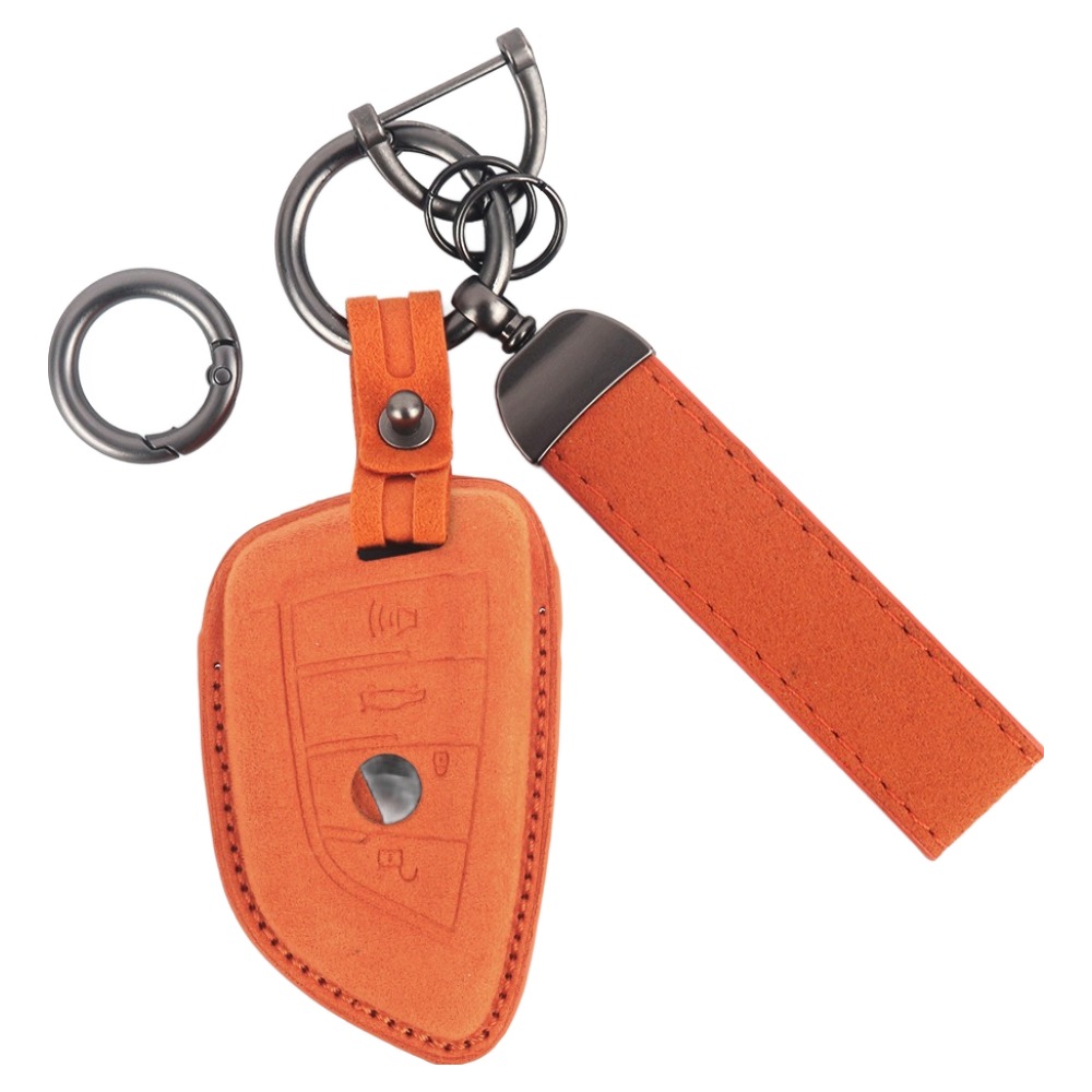 지엠지모터스 알칸타라 가죽 스마트키 커버 + 키링 세트, 오렌지, BMW BM-03(4버튼) 29,800원