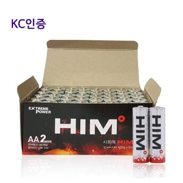 AA 건전지 HIM 힘 알카라인 LR6 1.5V 600알벌크(2알 쉬링크), 2세트, 600개입 400,000원