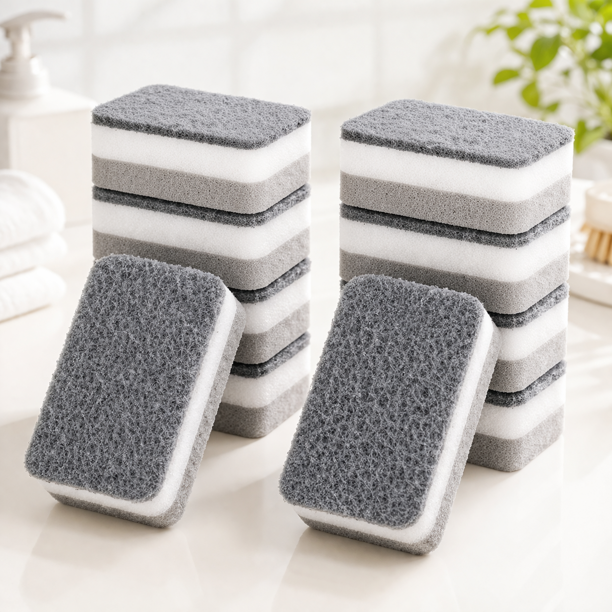 벨이지몰 양면 무흠집 스펀지 수세미 그레이, 1개, 10개입 9,100원