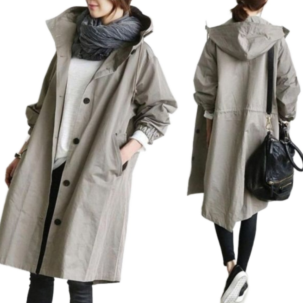 여성 후드 트렌치코트 빅사이즈 야상 후드 점퍼 롱코트 루즈핏 32,600원