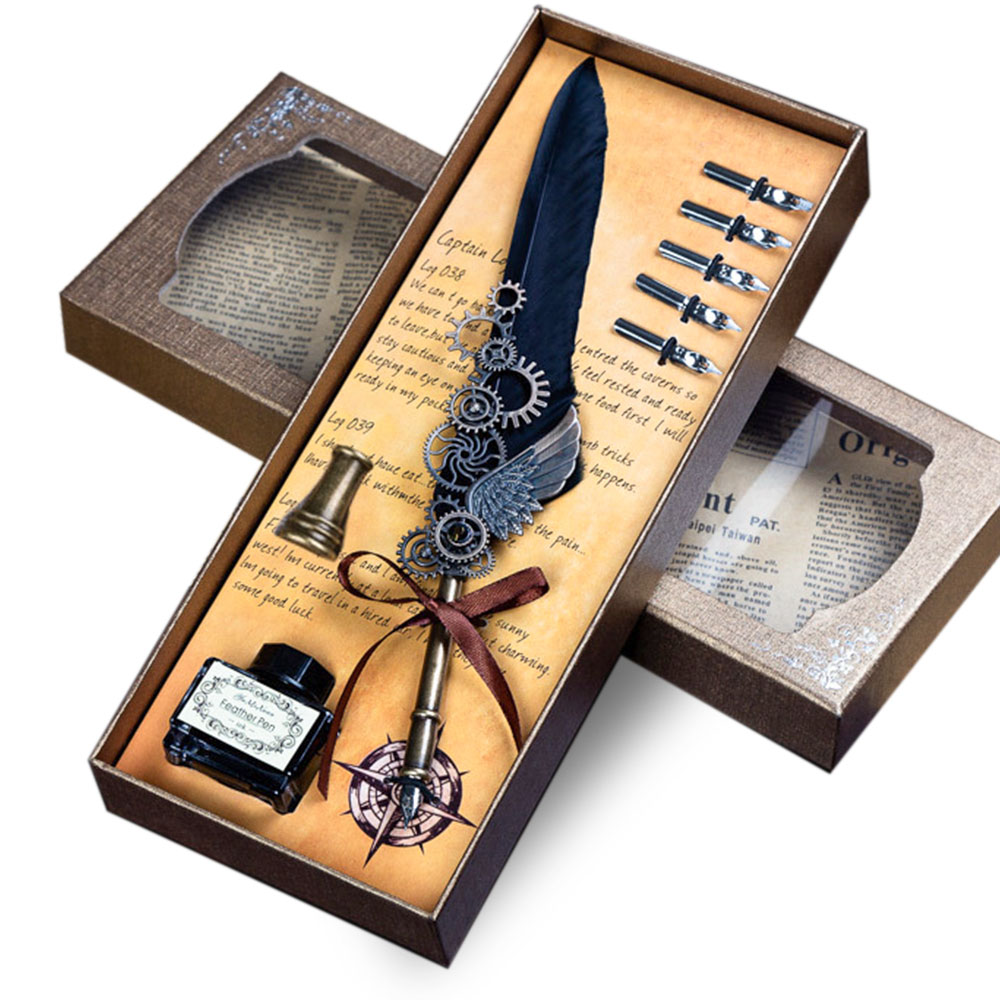 트렌디르 톱니바퀴 만년필 깃털펜 세트 17,500원