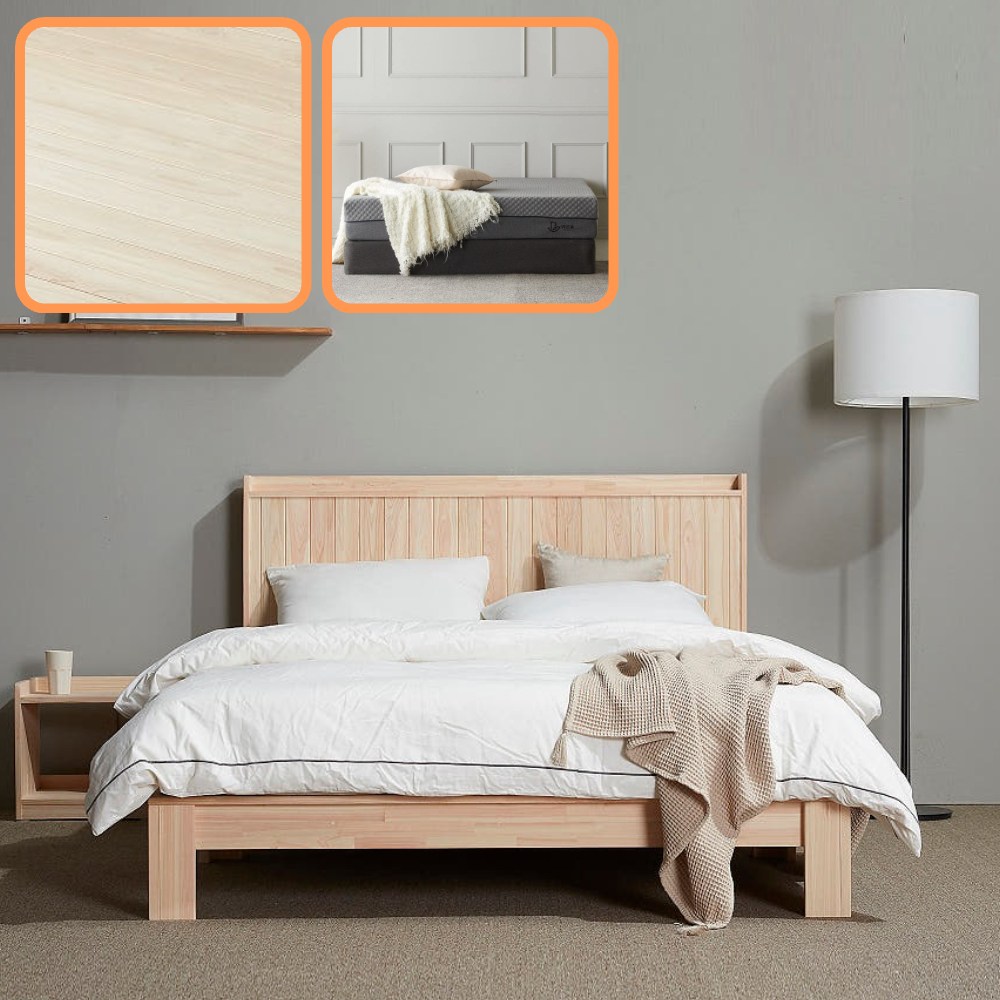 바르숲 무절 루바형+힐눕 편백나무 통원목 평상형 침대프레임 매트리스, 베이지 1,906,000원