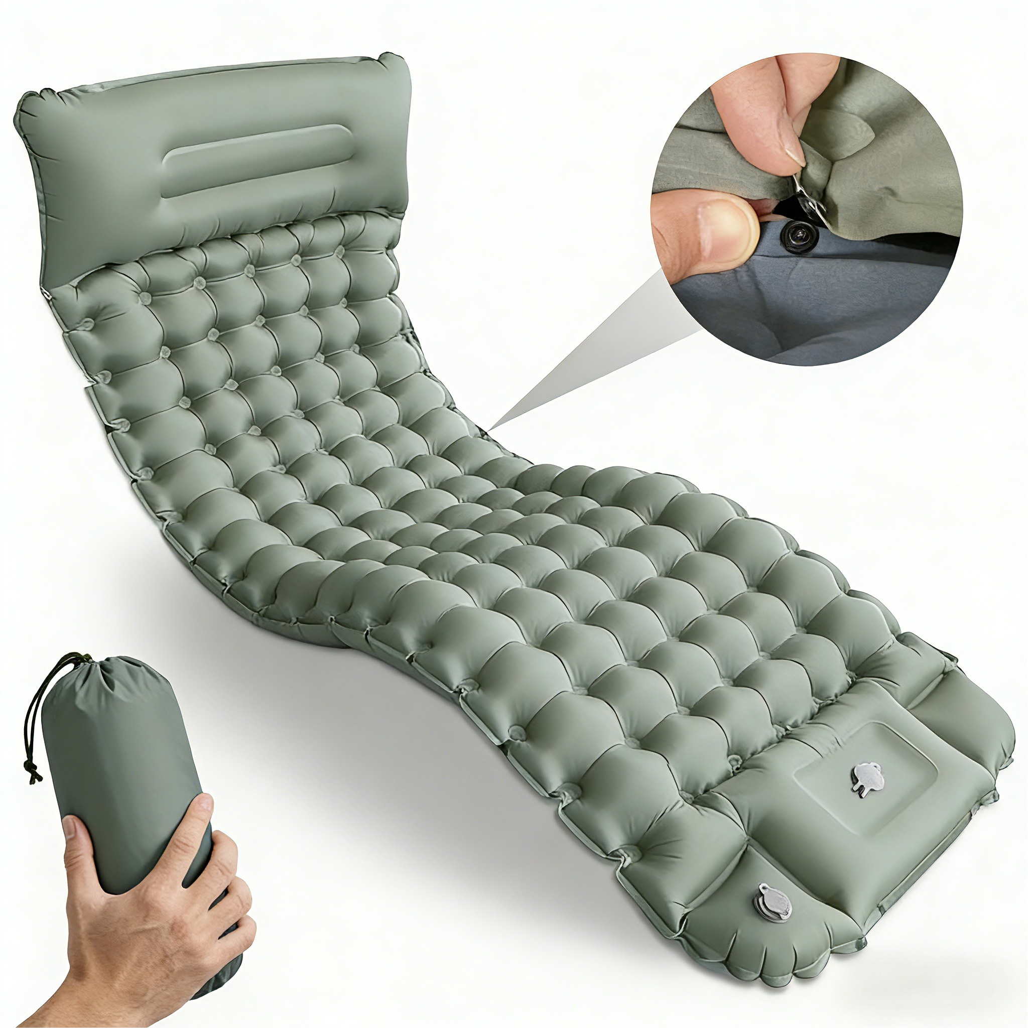 1인용 10CM 초두탁 넓은 에어 매트 휴대용 캠핑 여행 비상용 아웃도어 매트, 녹색green 65,000원