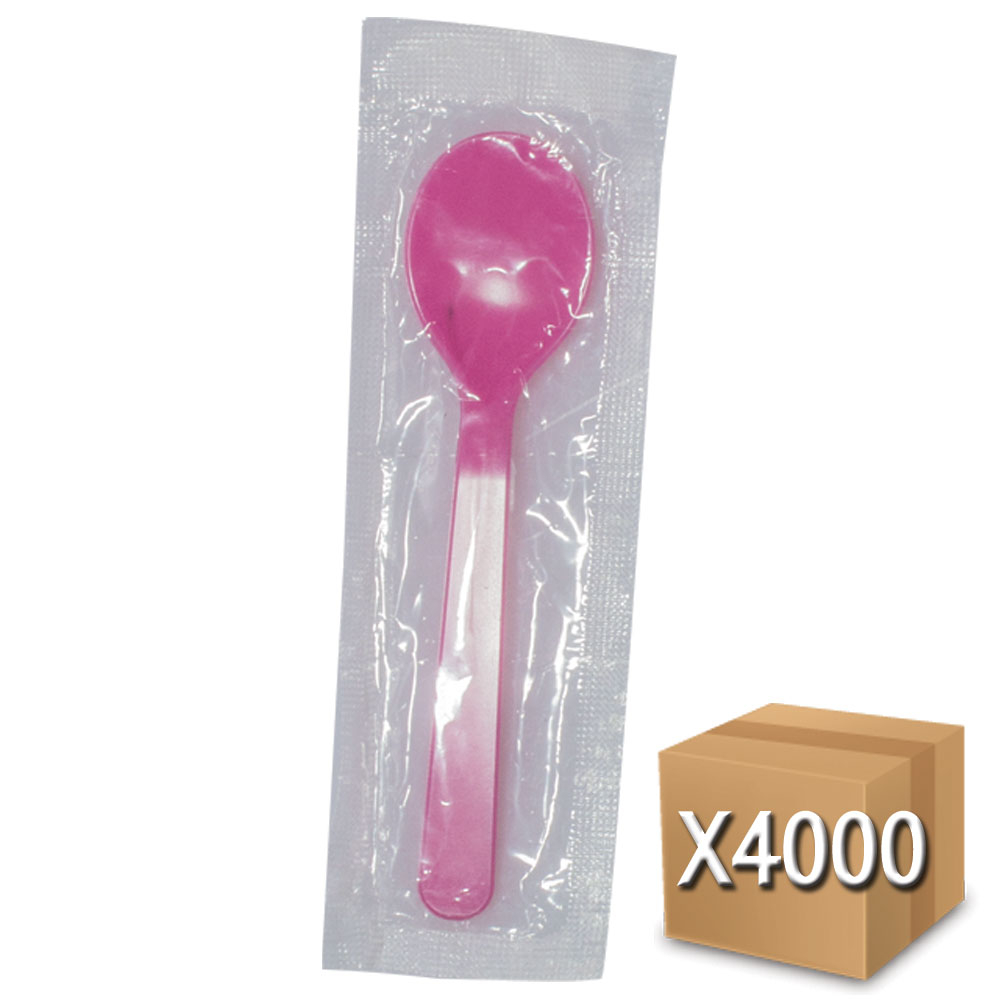 코디마트 일회용 플라스틱 숟가락 아이스크림 스푼 12cm 핑크 개별포장 4000개 1박스, 4000개입, 1개 73,900원