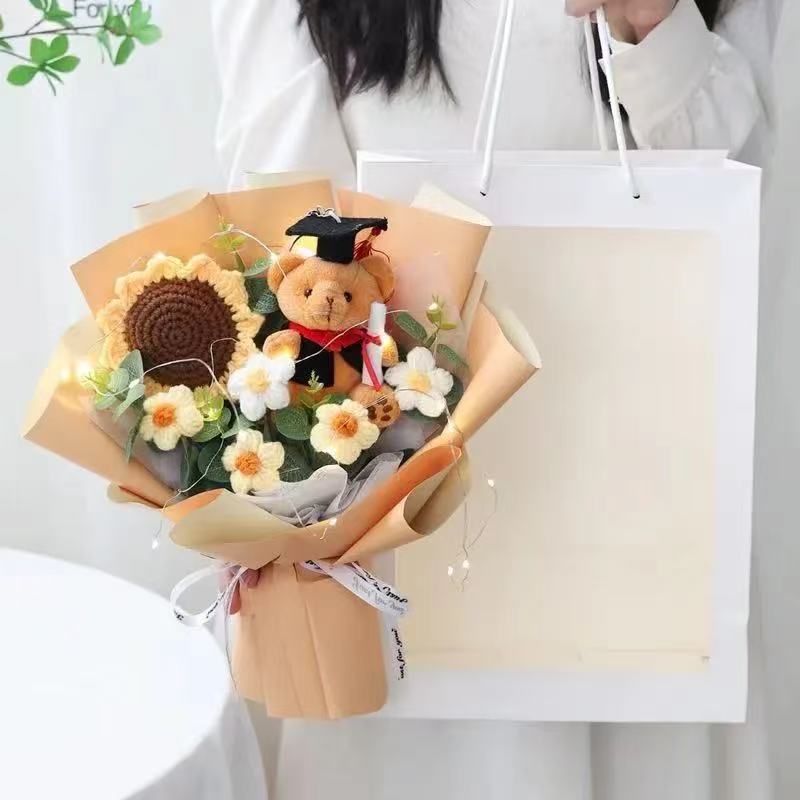 졸업식 수료식 학사모 곰돌이 인형 꽃다발, 1개, BROWN 20,900원