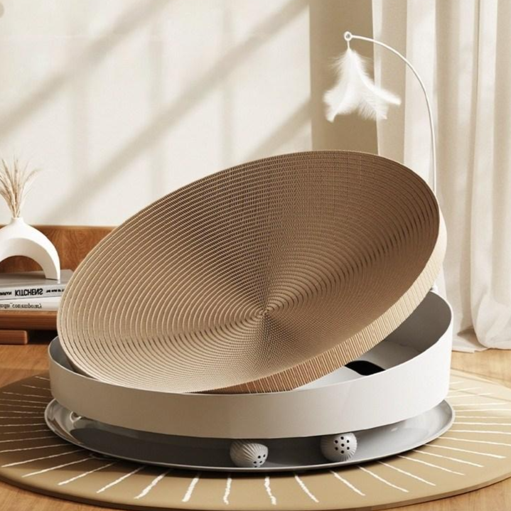 Star Fun큰 원형 사이즈고양이스크래쳐 고양이 티저와 볼이 장착되어 있습니다, 1개, 하얀색 29,900원