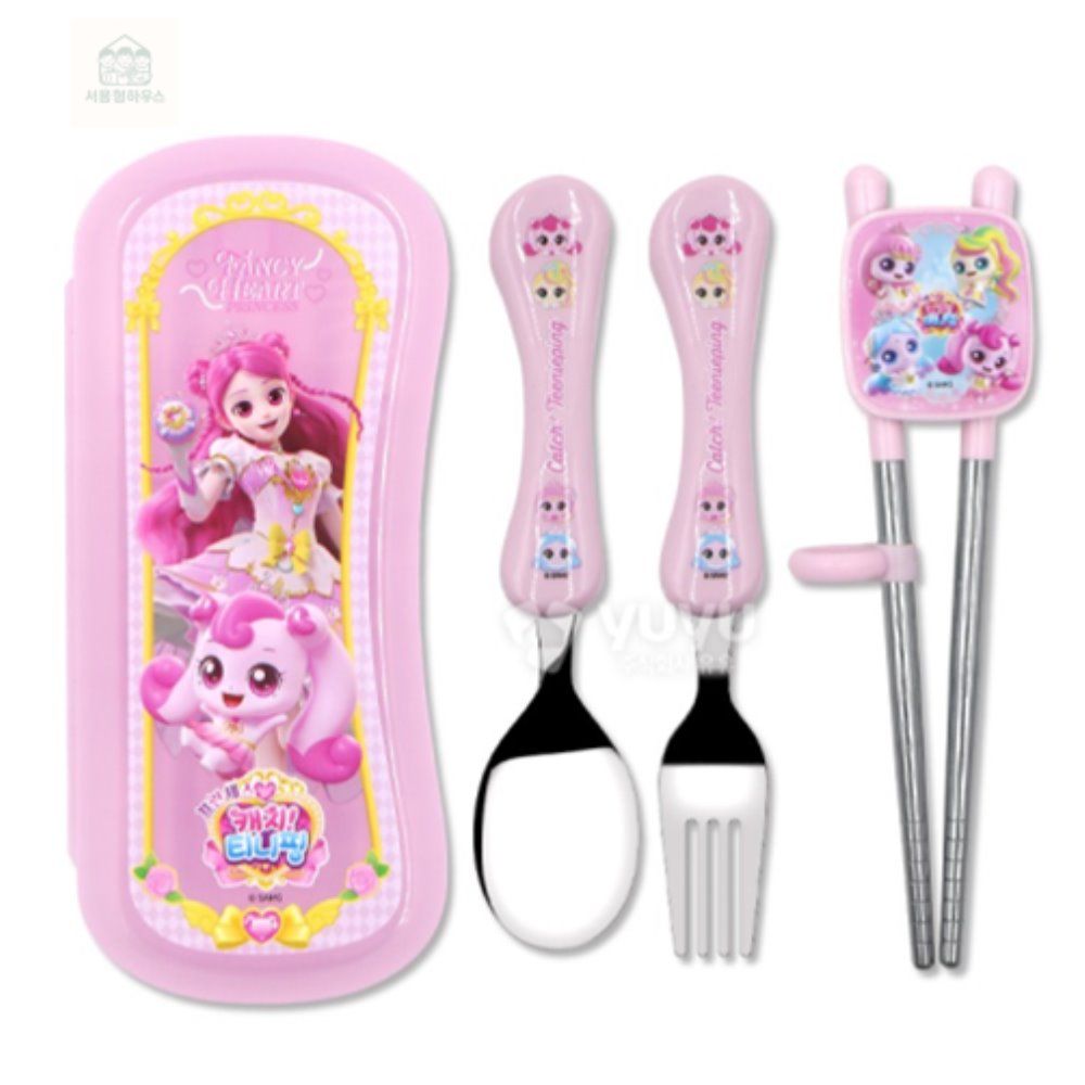 캐치티니핑 풀커버 교정케이스세트 하츄핑 핑크 로미 스푼포크젓가락케이스 20,800원