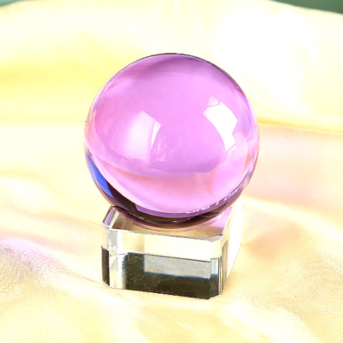 행운공방 풍수지리 수정 컬러 유리구슬 K9급 크리스탈 장식 오브제 유리받침 증정, 분홍색 6cm수정유리구슬+유리받침 17,400원