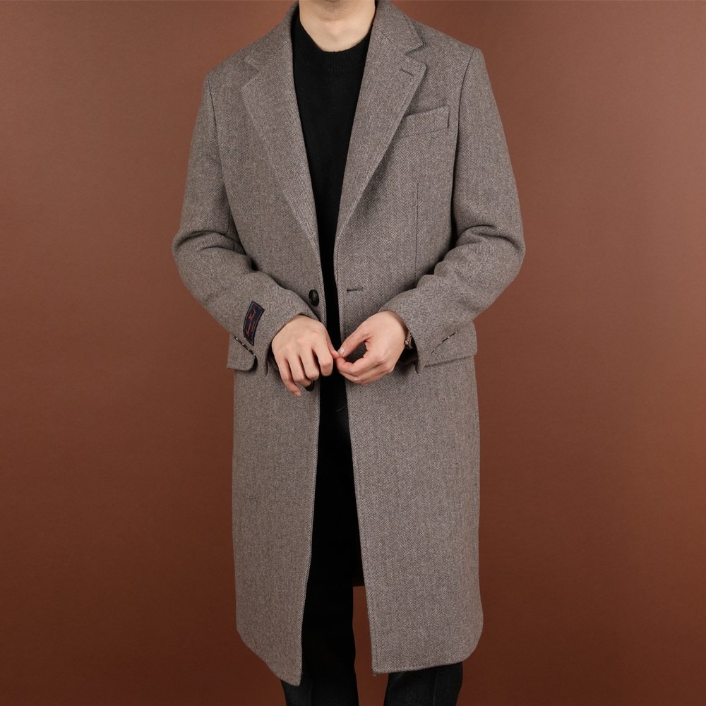 로얄수트 남자 겨울코트 프리미엄 울100% 브라운 헤링본 정장 코트 237,890원
