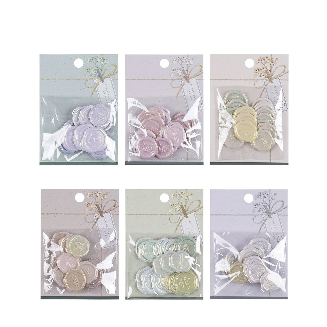 멜로우앤유 청첩장 실링 스티커 6종세트 왁스 웨딩 감사장 봉투 입체 다꾸 총 108P, 6매 1세트, 1개 18,200원