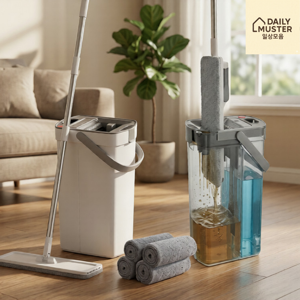 물걸레 청소밀대 노터치 극세사 청소포 밀대 사무실 가정용 오수분리 펌프 자동세척 빨아쓰는 걸레 38,290원