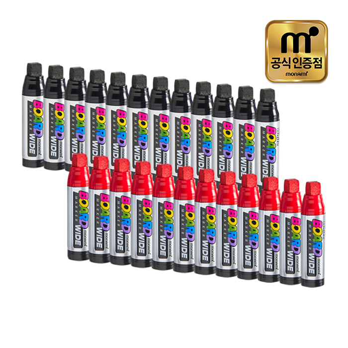 모나미 보드마카 와이드 사각닙, 검정(1타12자루)+빨강(1타12자루) 21,400원