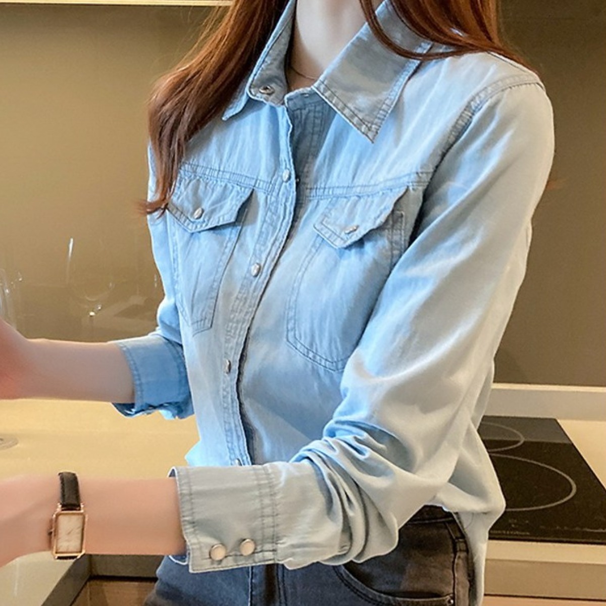 킹덤컴퍼니 데님 셔츠 여성 긴팔 봄 여름 청남방 재킷 23,900원