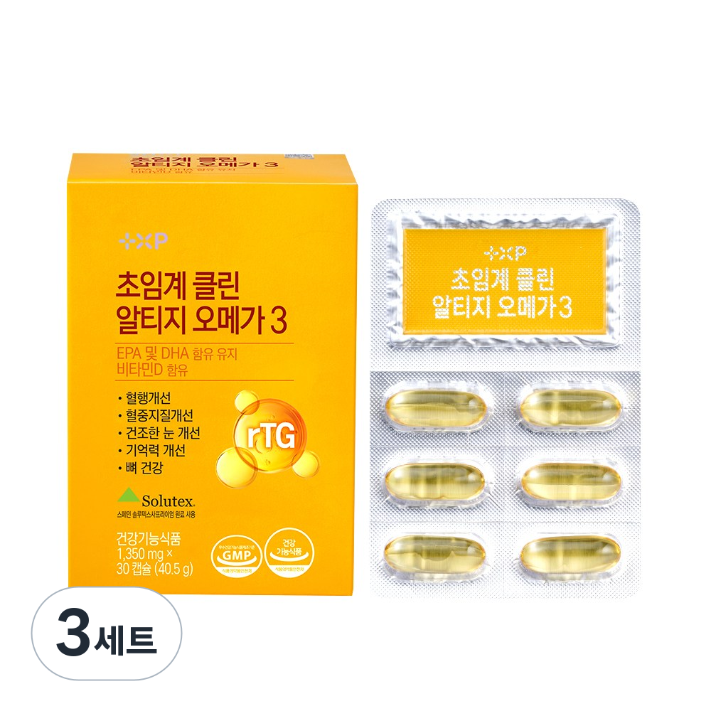 [약국용] 초임계 클린 알티지 오메가3 혈행개선 EPA DHA 눈건강, 3개, 30회분 60,000원