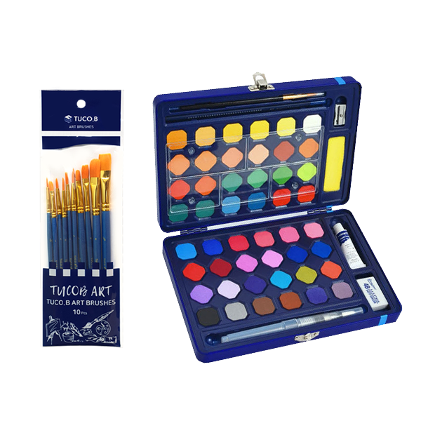 투코비 아트 브러쉬 + 조르조네 고체 수채화 물감 틴케이스 세트 16,050원
