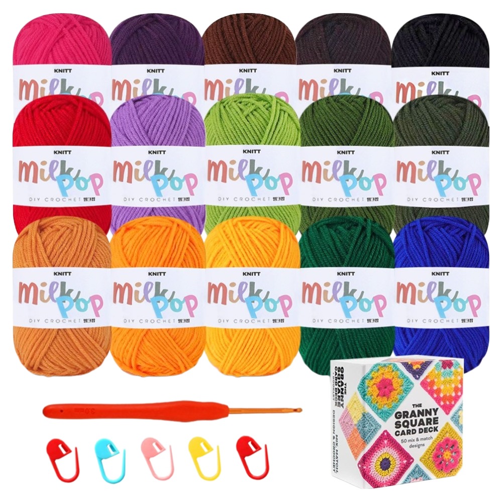 니뜨 밀크팝 코바늘 그래니 스퀘어 카드덱 50 디자인 뜨개 DIY세트, C세트 컬러드림즈, 1세트 22,750원