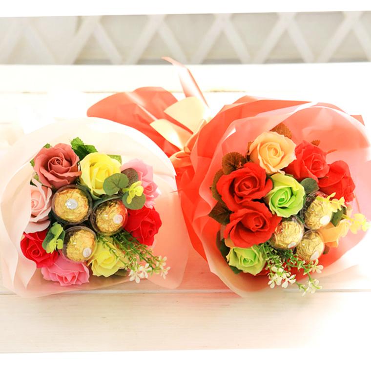 졸업식 꽃다발 헬륨풍선 초콜릿 캔디 답례품, 1개, 로사 페레로로쉐 꽃다발 핑크 35,620원