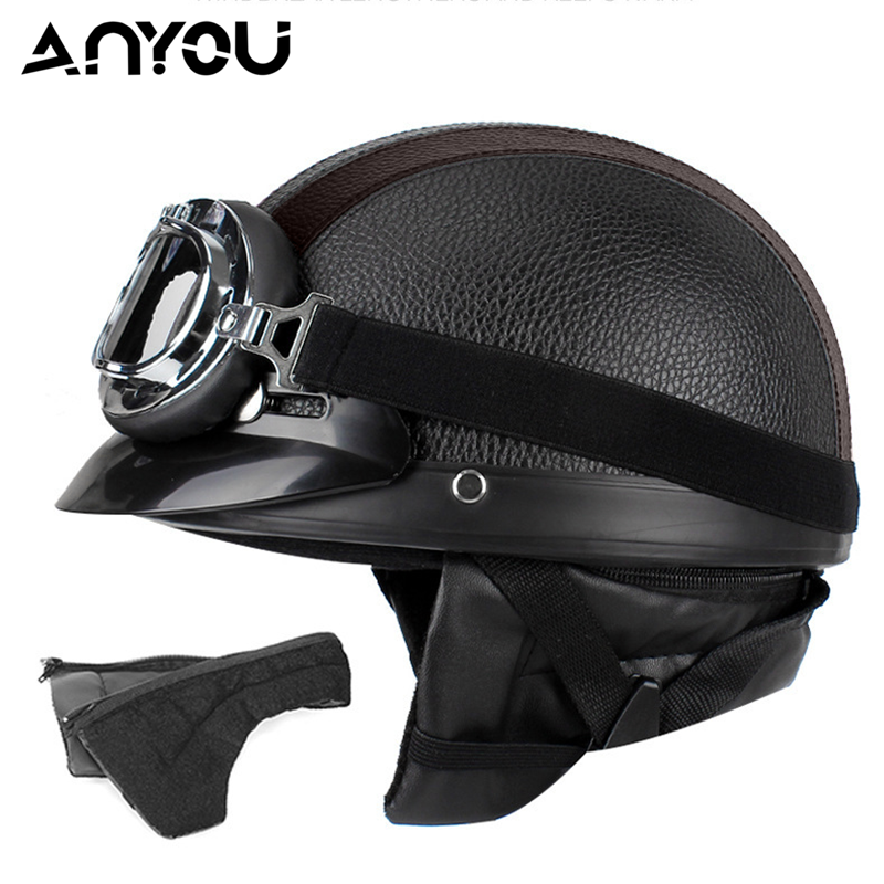 ANYOU   빈티지 고글 모자 안전모 전기자전거 모자 오토바이 헬멧 전동 킥보드 헬멧 23,800원