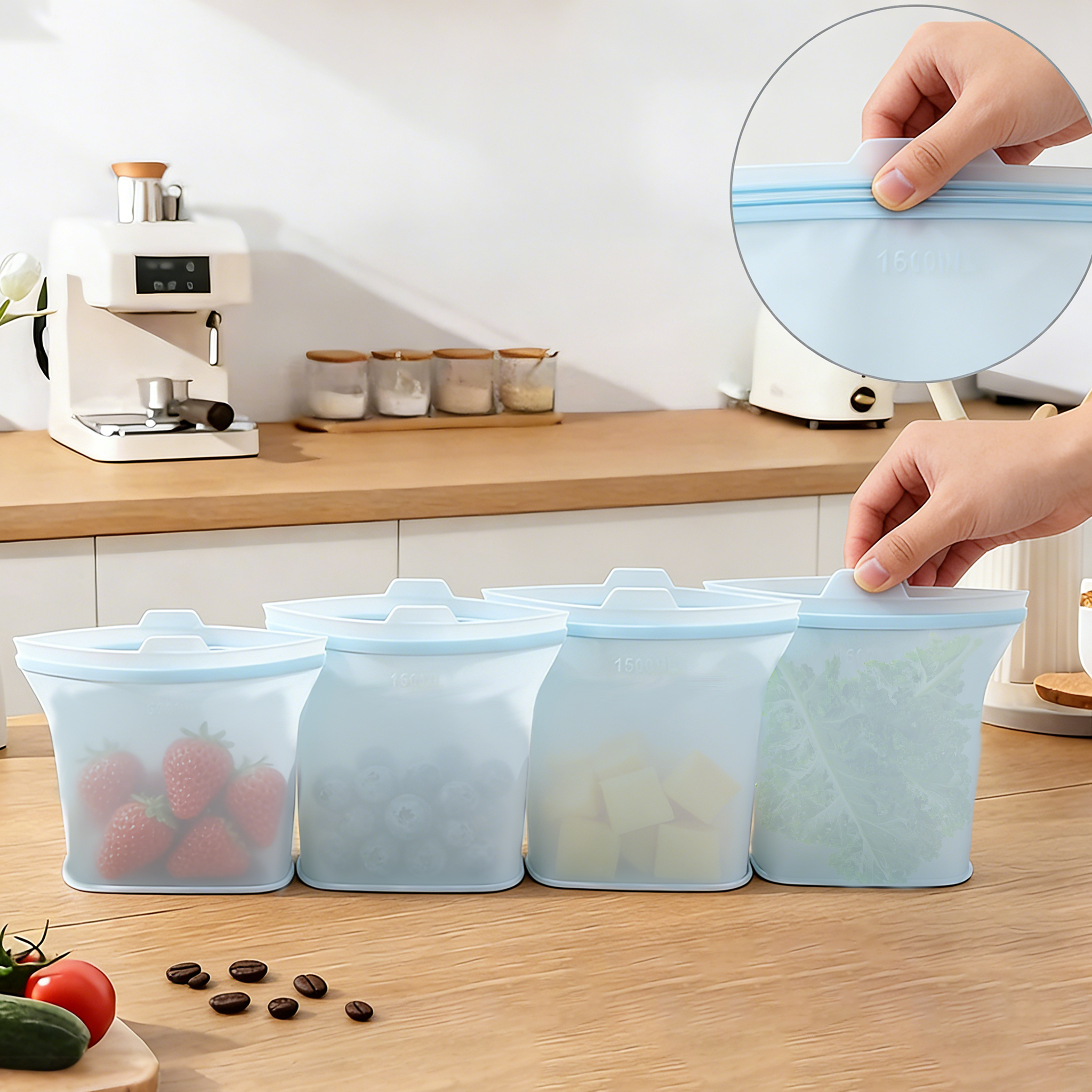 SEVOREN 밀폐 실리콘 지퍼백 4종세트 11,800원