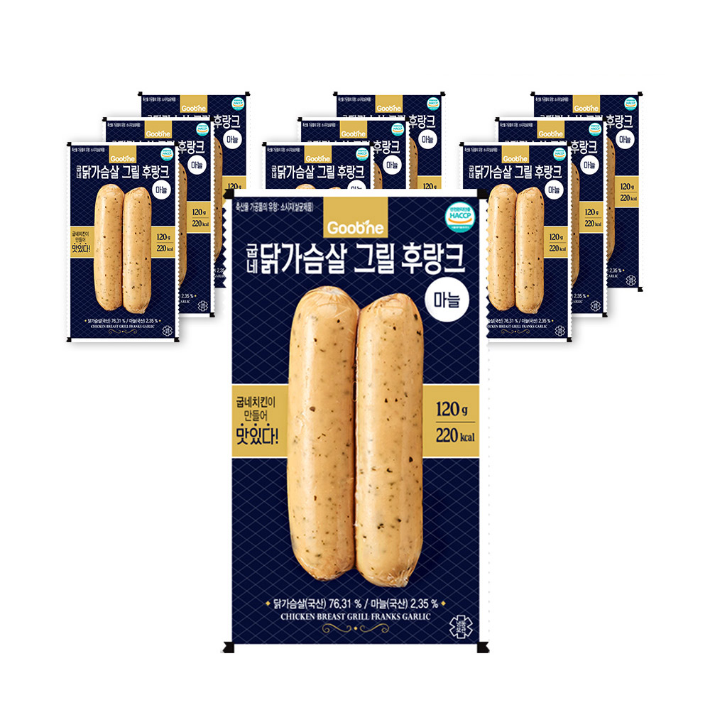 굽네 닭가슴살 마늘 그릴후랑크, 120g, 10개 26,500원