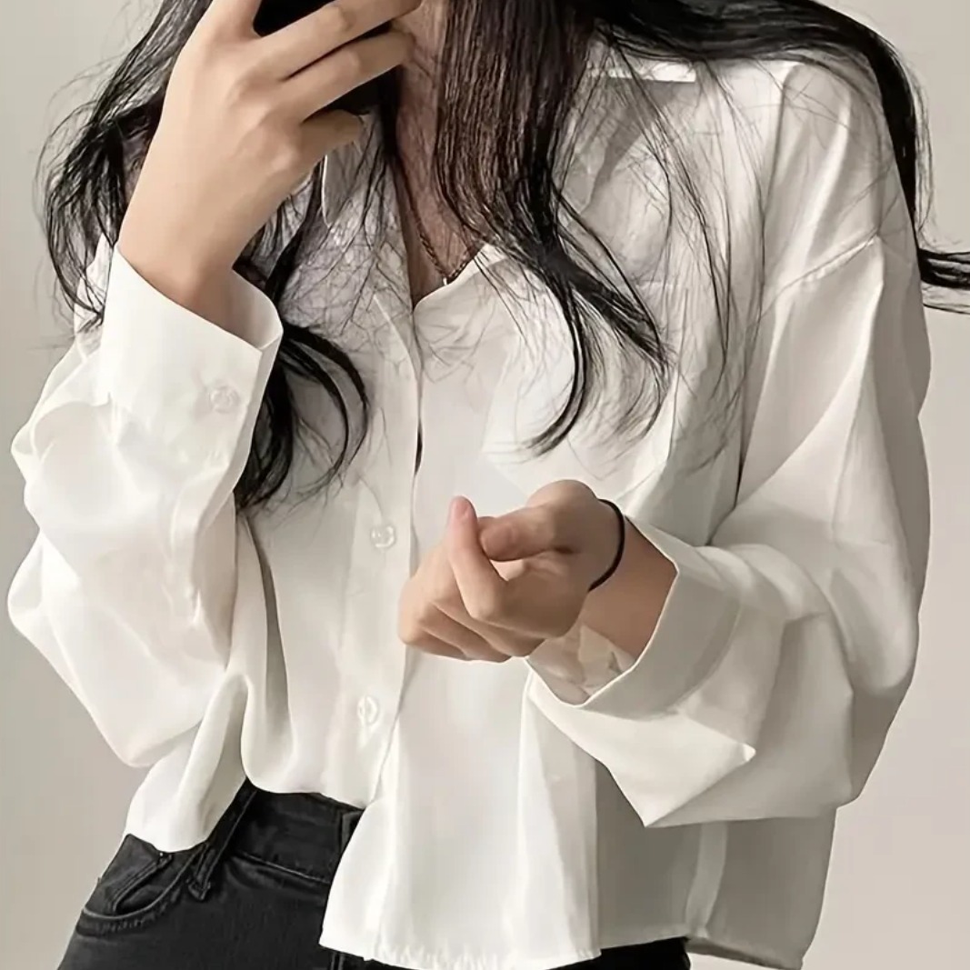 파스치노 여성 크롭 루즈핏 데일리 화이트 셔츠 19,900원