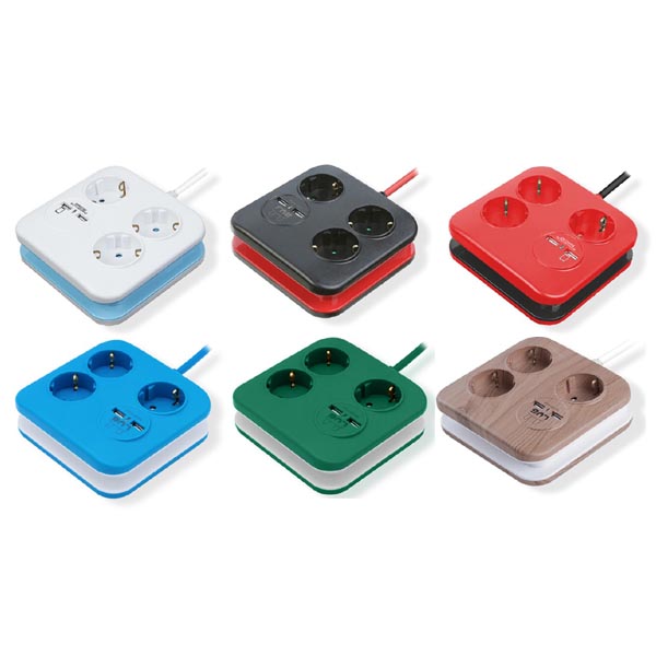 러그박스 사각큐브 3구 USB 2포트 납작멀티탭, 1개, 러그박스 사각 1.4m USB 올블루, 1.4m 18,900원