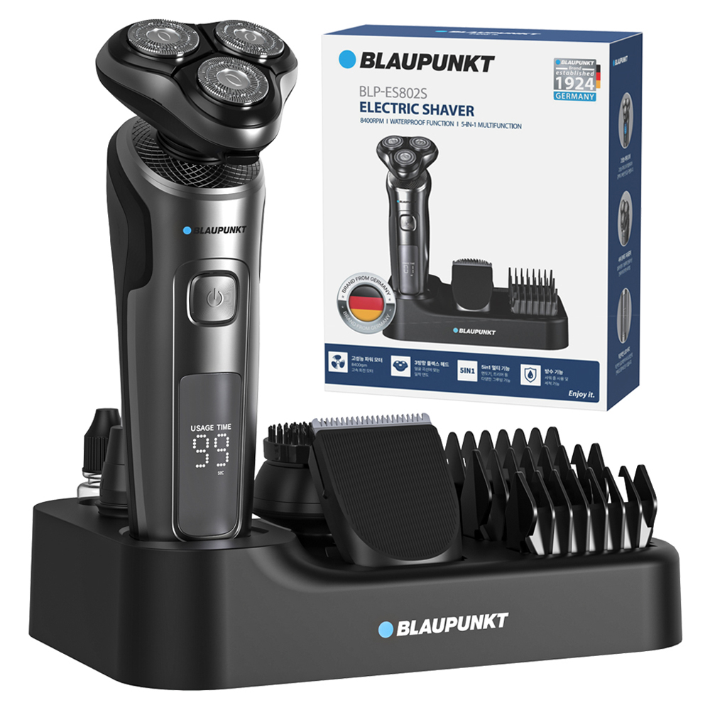 블라우풍트 IPX6 방수 5 in 1 3D 플렉스 쉐이버 3헤드 전기면도기, 거치대 69,800원