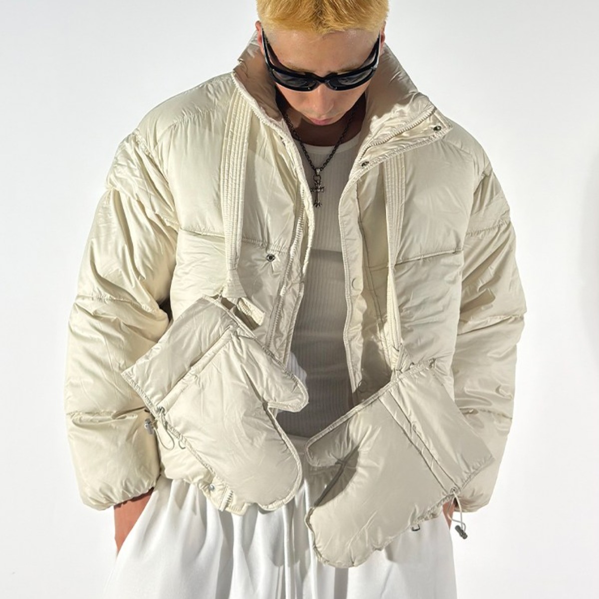 윈터 블록 숏패딩 (벙어리장갑+패딩모자 세트) 3COLOR 웰론안감 겨울점퍼 남녀공용 도프룸 73,100원