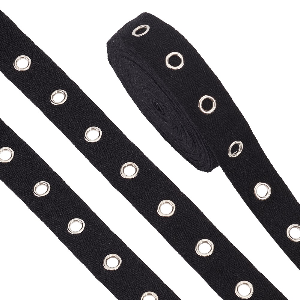 1세트 6.25야드 플랫 리본 실버 합금 아이릿 의류 액세서리 메탈릭 와이어 트위스트 타이 블랙 2.5cm 7,860원