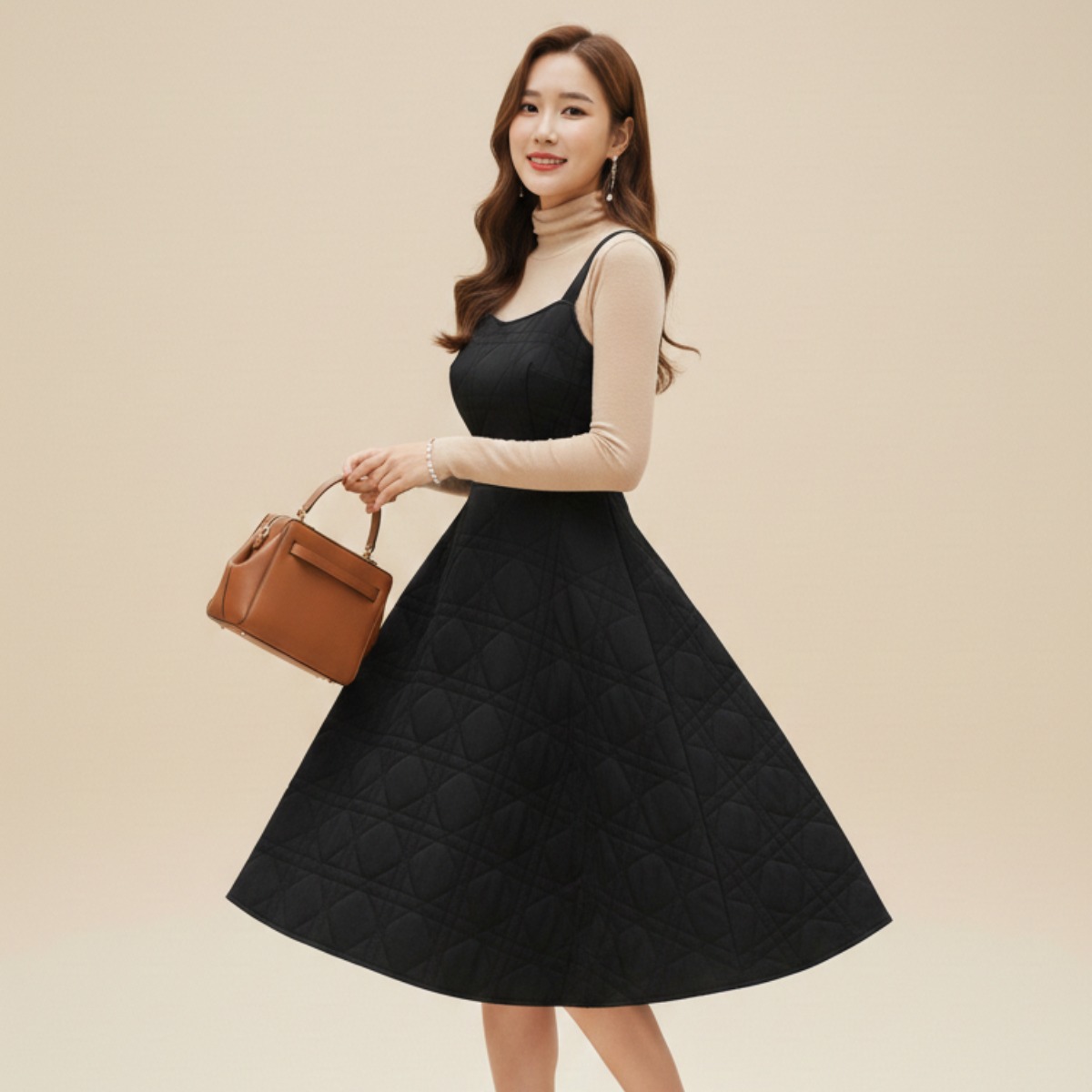 퀼팅누빔원피스 뷔에스타 멜빵 겨울하객룩 포켓 빅사이즈원피스 52,000원