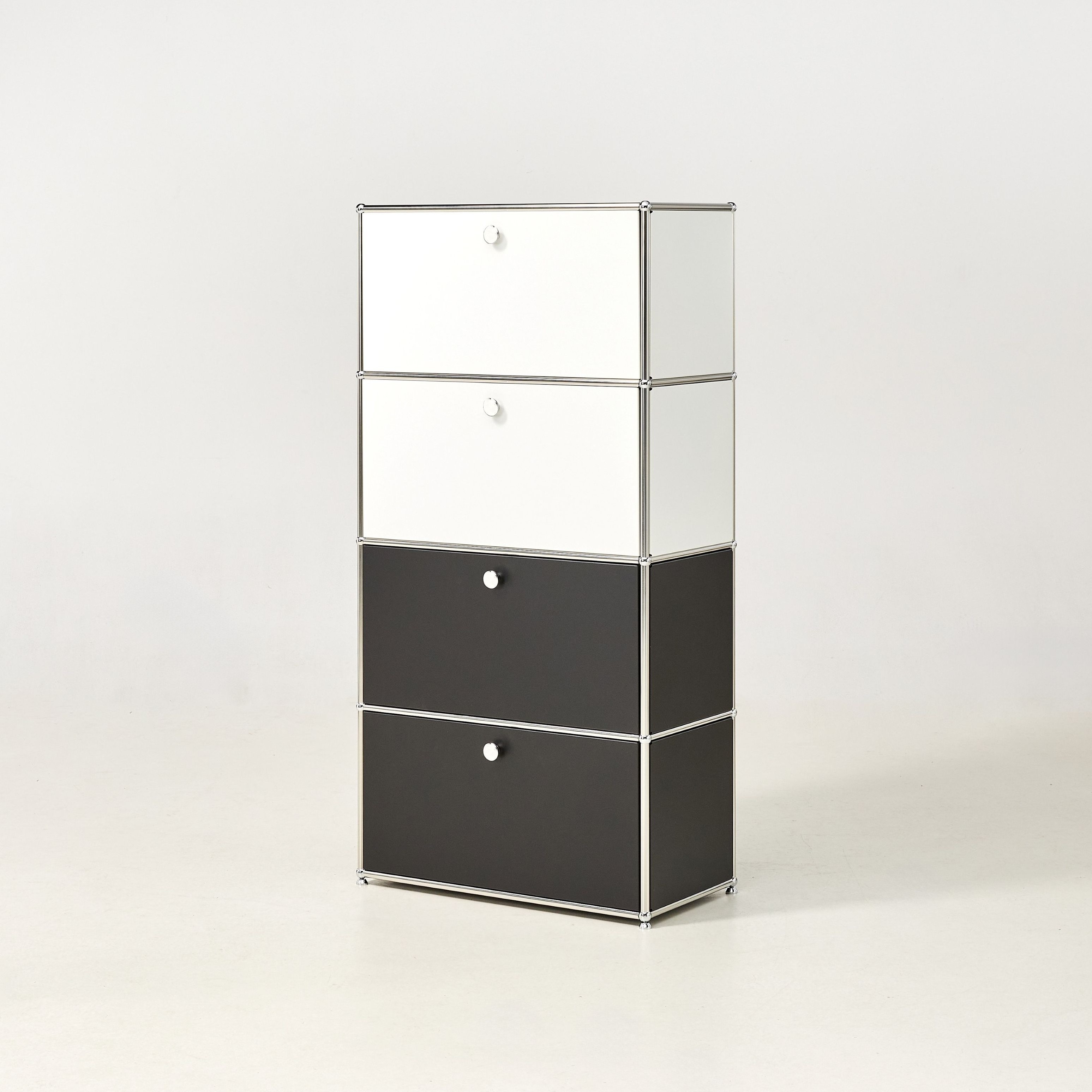 미드퍼 베이직 싱글4단 철제 미드센츄리 모듈 수납장 770x400x1530, 4단, 화이트 블랙 콤비, 화이트 블랙 콤비 779,000원