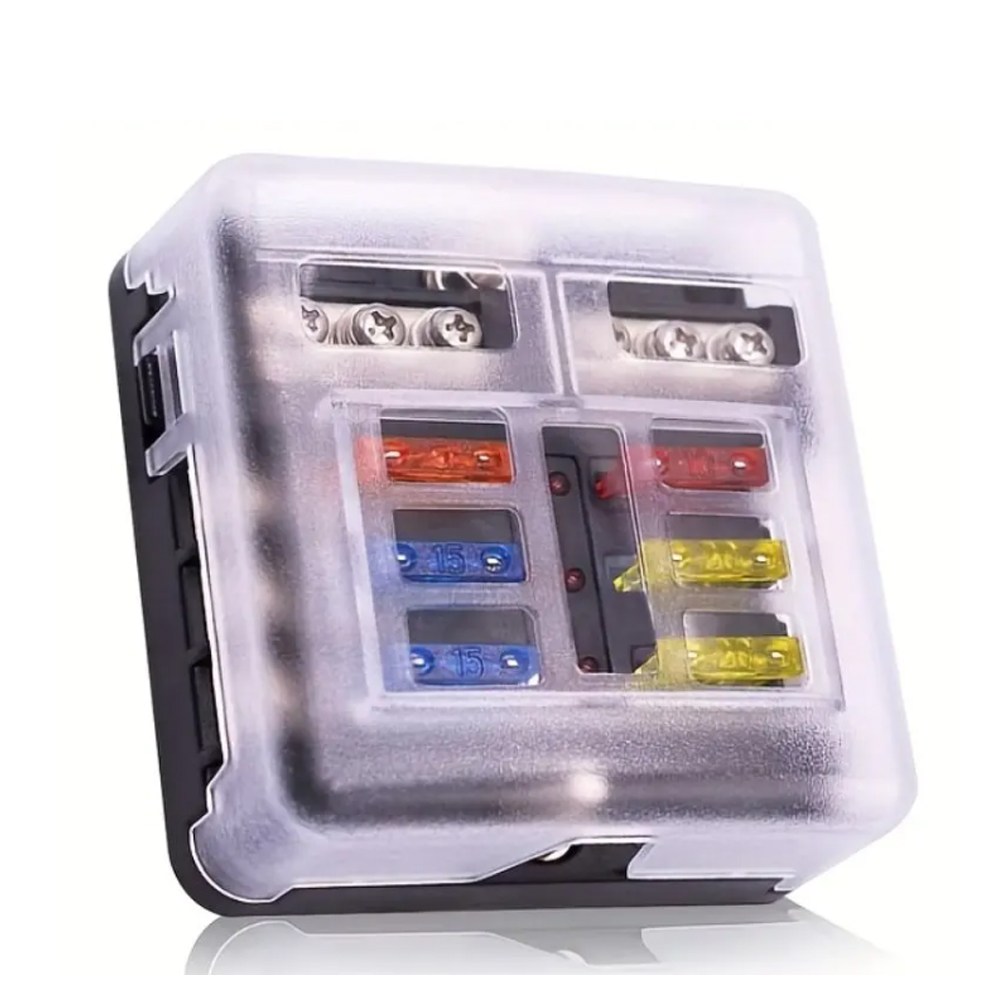 데일리쇼핑 자동차 6구 접지형 휴즈 퓨즈 홀더 단품 전선 튜닝 DIY 캠핑카 차량 화물차 소켓 케이스 77,500원