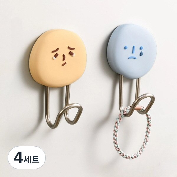 피어니스트 페이스 미니 후크 무타공걸이 2종 세트, 옐로우, 블루, 4세트 47,600원