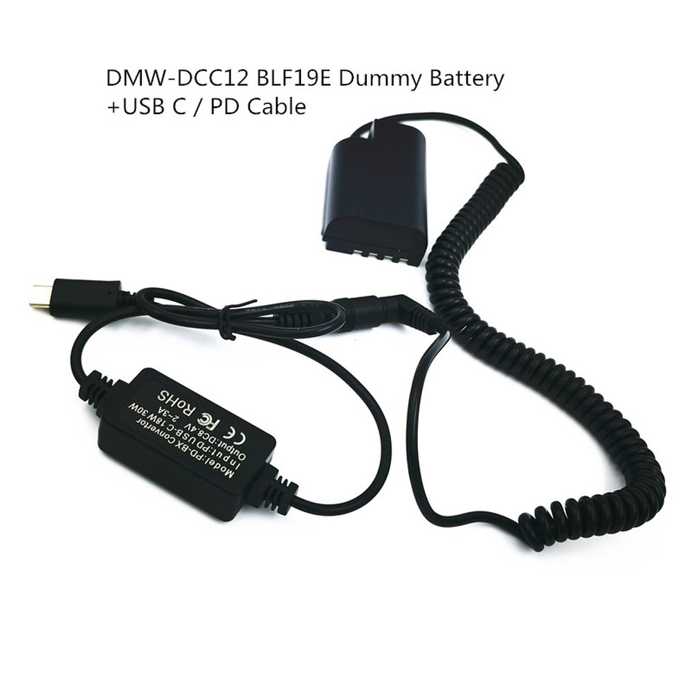 DMW DCC 2 BLF 9E 더미 배터리 DC 커플러 + panasonic 호환 Lumix DMC GH3 GH4 GH5 GH5S G9 카메라 용 USB C 전원 충전기 PD 케이 20,800원