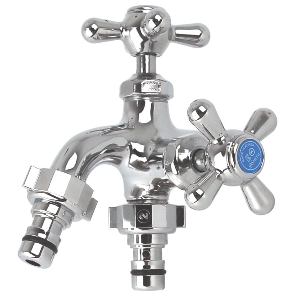 디에스 더블커플링 냉수 두갈래 수도꼭지 양갈래 세탁기, 1개 11,990원