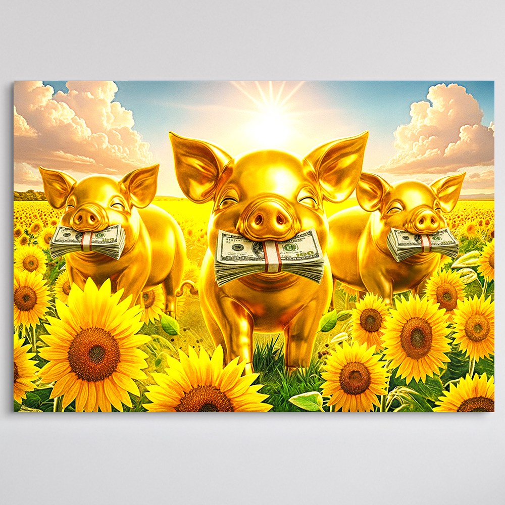 [인메이블] 돈들어오는 해바라기 밭 부자 아기돼지 5종 그림 풍수 개업 선물 인테리어 그림 캔버스 액자 거실 현관 복도 인테리어 재물운 벽 인테리어, 04.해바라기 밭 부자 황금아기돼지 3총사 46,900원