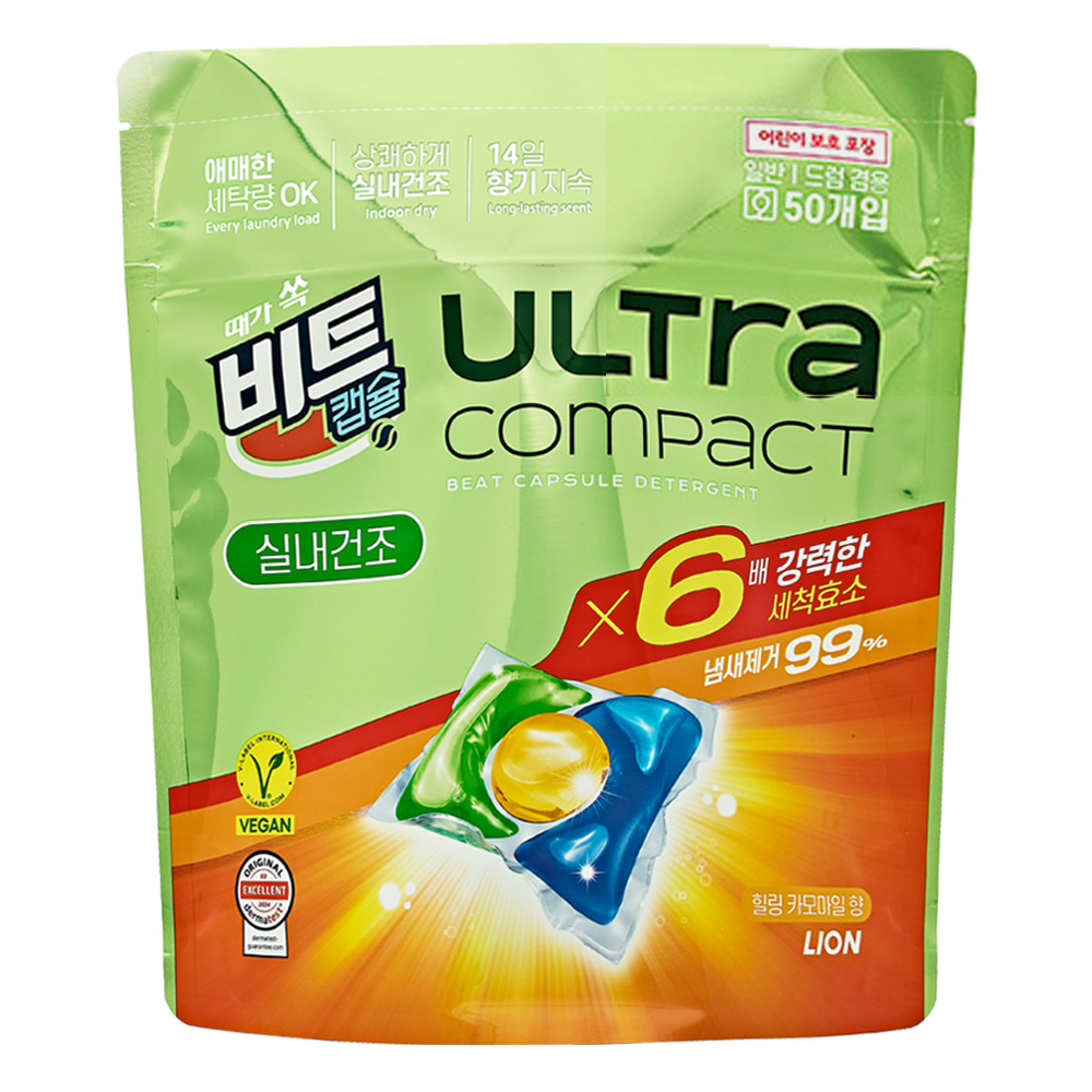 [비건라이프] 비트 울트라 콤팩트 실내건조 힐링 카모마일향 캡슐세제 13,630원