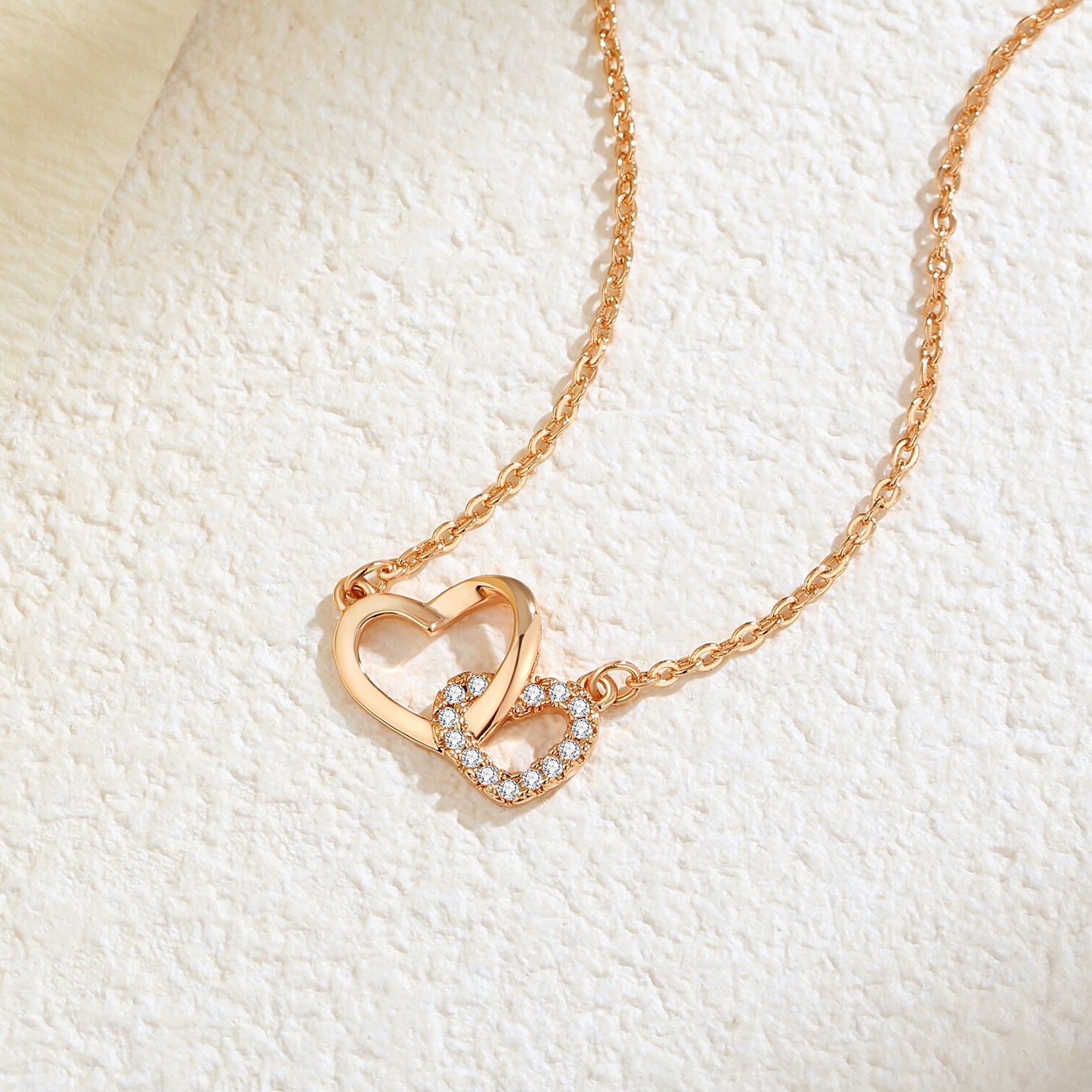 여자 18K 목걸이 로즈골드 더블 하트 랩다이아 펜던트 여성 금목걸이 친구생일 결혼기념일 선물 SAXXL-0599 348,000원