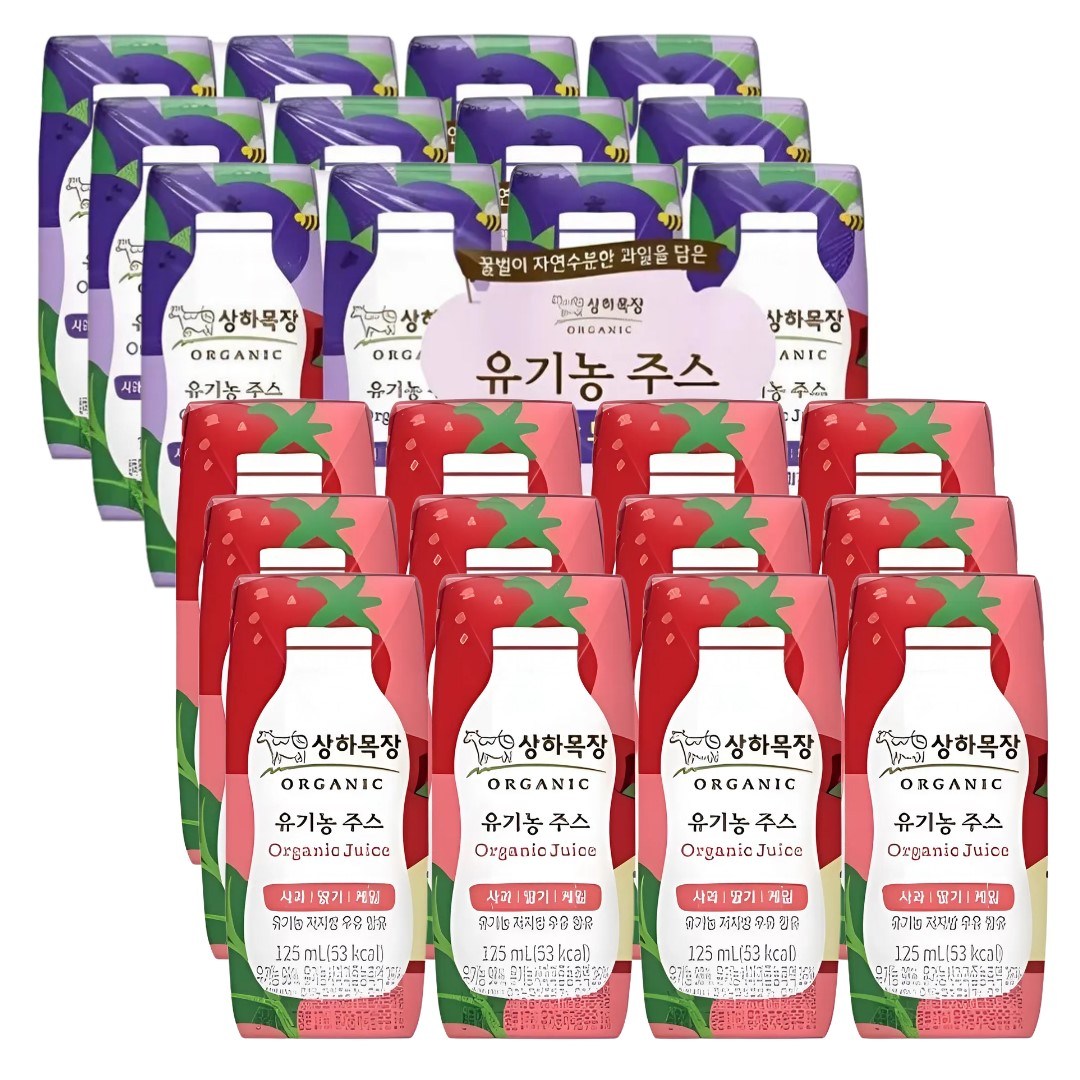 상하목장 유기농주스 125ml 2종 (총24팩) 22,110원