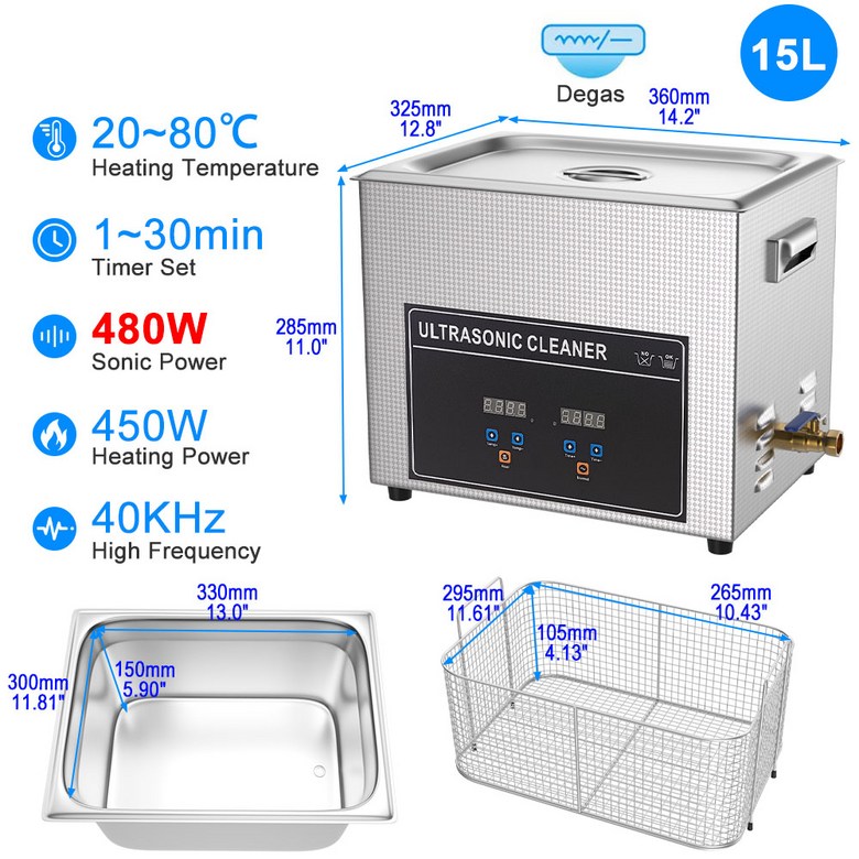 빨래 휴대용 초음파 세척기 기계 가열 600W 욕조 EU 영국 플러그 1L 183,160원