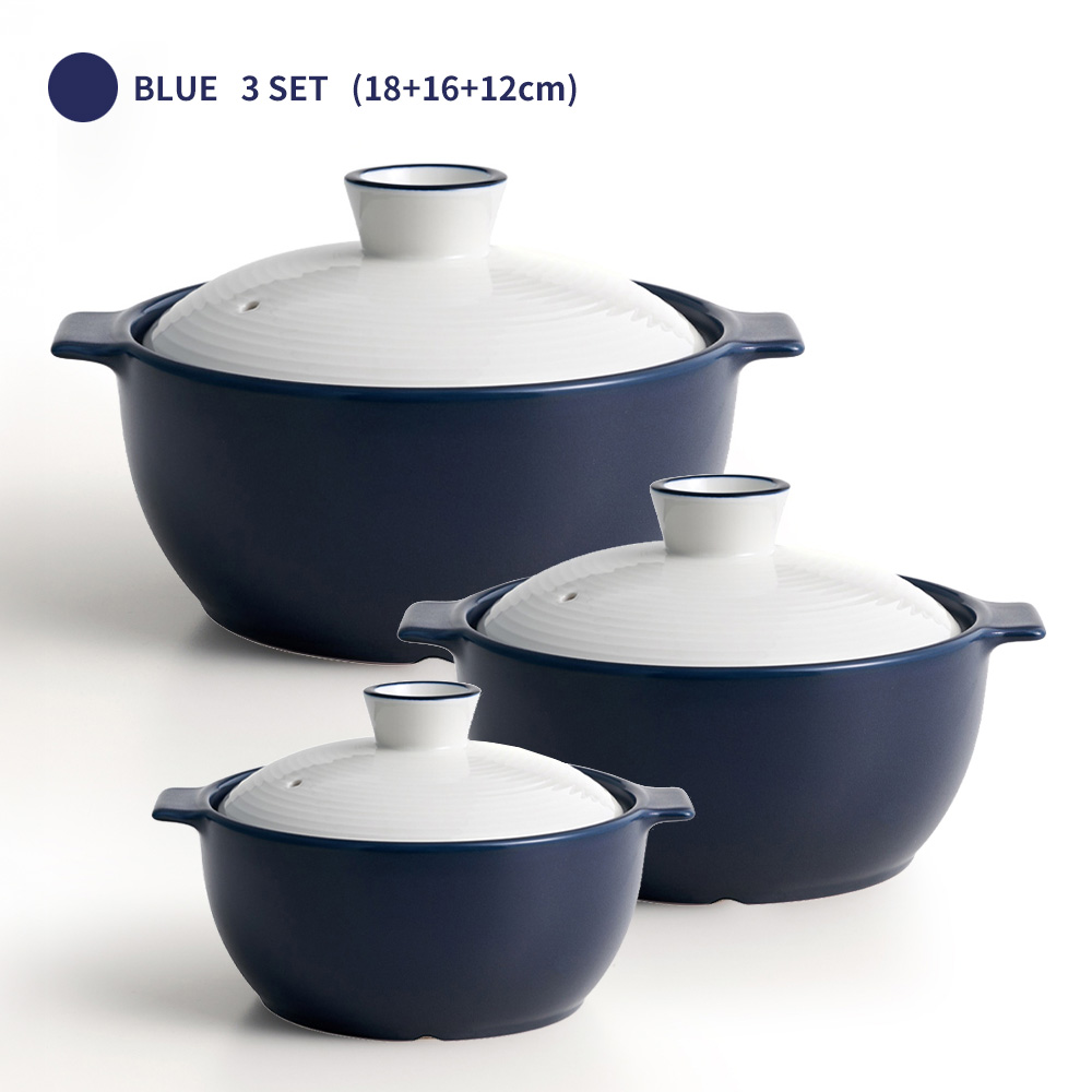 [한국도자기리빙] 리한 아름팟 무균열 뚝배기 3종세트 18+16+12cm 블루, 1개 111,000원