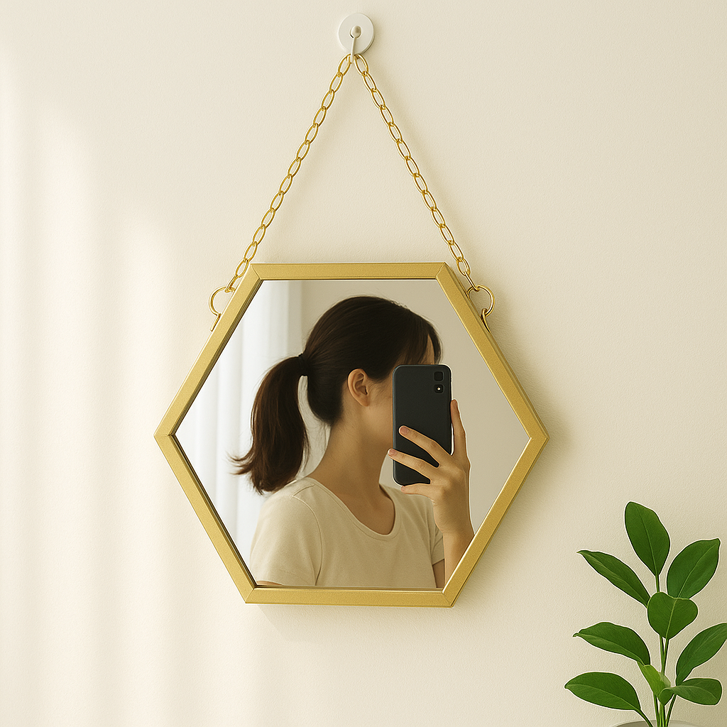 하스몰 북유럽 육각형 체인 모던 심플 벽걸이 인테리어 거울 원룸 자취방 신혼집 꾸미기 12,900원